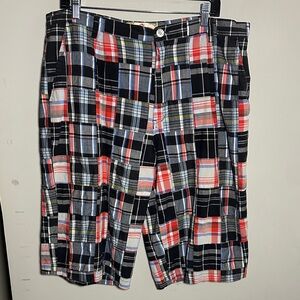 Men's Plaid red Patchwork Shorts